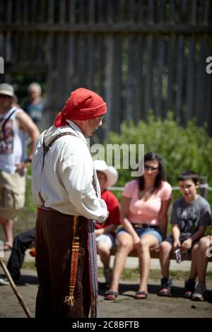 Una guida storica che insegna e illustra come la vita era di nuovo in Canada agli inizi del 1800 come un Fur Trader. Foto Stock