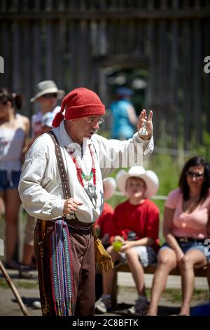 Una guida storica che insegna e illustra come la vita era di nuovo in Canada agli inizi del 1800 come un Fur Trader. Foto Stock