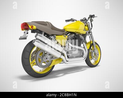 Moto gialla per due posti isolato 3d rendering su sfondo grigio con ombra Foto Stock