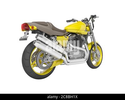 Moto gialla per due posti isolato 3d rendering su sfondo bianco senza ombra Foto Stock