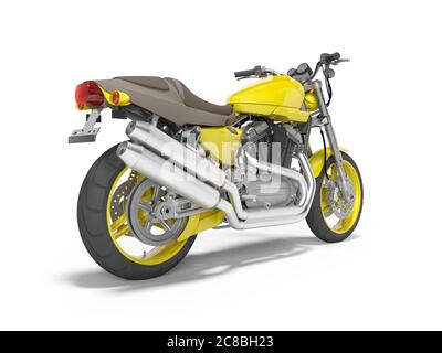 Moto gialla per due posti isolato 3d rendering su sfondo bianco con ombra Foto Stock