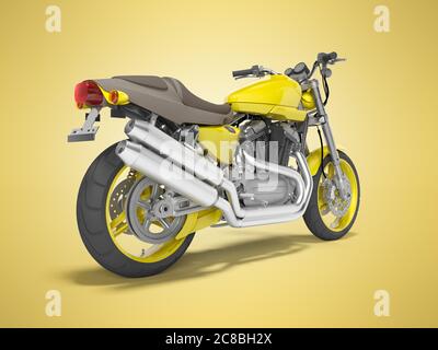 Moto gialla per due posti isolato 3d rendering su sfondo giallo con ombra Foto Stock