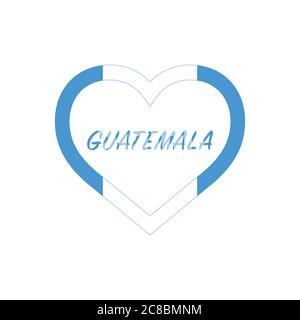 Bandiera Guatemala nel cuore. Amo il mio paese. Segno. Illustrazione vettoriale di stock isolata su sfondo bianco. Illustrazione Vettoriale