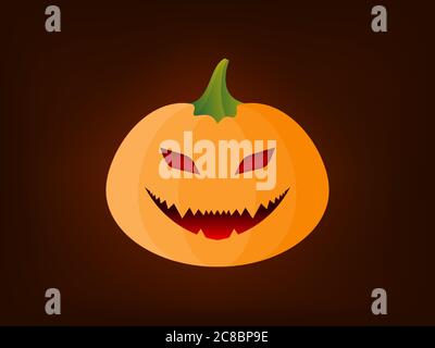 Zucca spooky sorridente espressione nella notte di Halloween Illustrazione Vettoriale