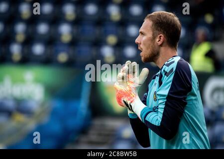 Brondby, Danimarca, 22 luglio 2020. Goalkepper Marvin Schwäbe (1) di Broendby SE visto durante la partita 3F Superliga tra Broendby IF e FC Midtjylland al Brondby Stadium. (Foto di credito: Gonzales Photo - Kim M. Leland). Foto Stock