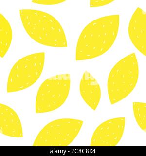 Semplice illustrazione vettoriale con motivo senza giunture al limone. Design giallo estivo Illustrazione Vettoriale