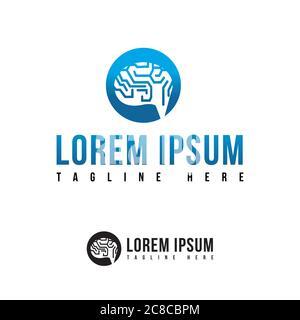 Cerchio onda pensare idea idea concetto Brain Logo Brainstorm potenza silhouette disegno modello vettoriale Illustrazione Vettoriale