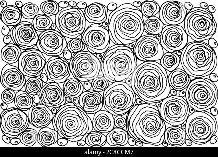 Libro da colorare per adulti con doodle cartoon rose semplici. Flora Illustrazione Vettoriale