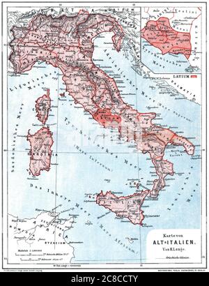 Mappa della vecchia Italia Foto Stock