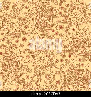 Hennè mehndi patten bagkround per stampa, design, tessile, tessuto Illustrazione Vettoriale