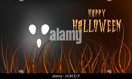 Illustrazione di un volto spettrale su una notte di Halloween scura Illustrazione Vettoriale