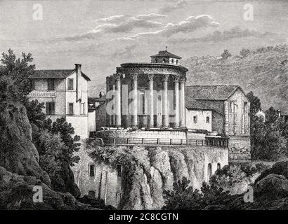 Tempio di Vesta, Tempio, Tempio della Sibilla, Tivoli, Lazio, Italia, XIX secolo Foto Stock