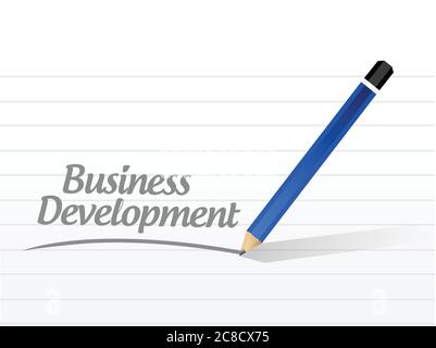 Disegno di illustrazione del messaggio di sviluppo di affari sopra uno sfondo bianco Illustrazione Vettoriale