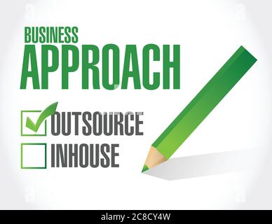 Elenco di controllo dell'approccio aziendale. Progettazione di illustrazioni esterne su sfondo bianco Illustrazione Vettoriale