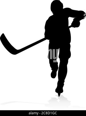 Hockey su ghiaccio giocatore Silhouette Illustrazione Vettoriale