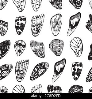 Motivo senza cuciture con ali a farfalla. Disegno di sfondo disegnato a mano dell'inchiostro. Illustrazione vettoriale Illustrazione Vettoriale