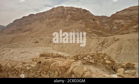 Sito delle grotte di scorrimento del Mar Morto, Qumran, Israele Foto Stock