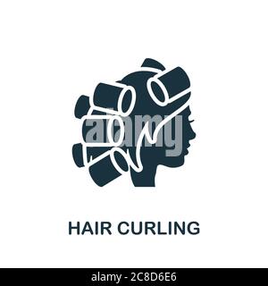 Icona arricciatura capelli. Elemento semplice della collezione di salone di bellezza. Icona Creative Hair Curling per web design, modelli, infografiche e altro ancora Illustrazione Vettoriale