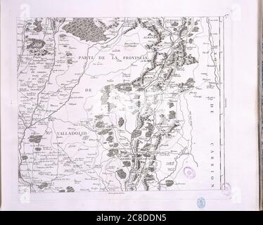 MAPA DE UNA PARTE DE LA PROVINCIA DE LEON Y DE LA PROVINCIA DE VALLADOLID - 1786 - (PARTE CUARTA). Autore: LOPEZ TOMAS. UBICAZIONE: BIBLIOTECA NACIONAL-COLECCION. MADRID. SPAGNA. Foto Stock