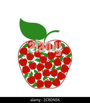 illustrazione vettoriale di una mela creativa isolata su sfondo bianco. Illustrazione Vettoriale
