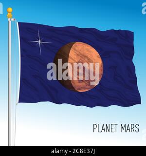 Bandiera Planet Mars fantasy, illustrazione vettoriale Illustrazione Vettoriale