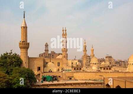 Egitto, il Governatorato del Cairo, il Cairo, minareti della Moschea di al-Azhar Foto Stock