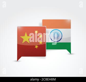Cina e india messaggio bolla disegno illustrazione su uno sfondo bianco Illustrazione Vettoriale