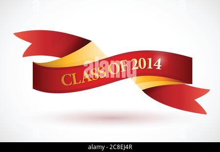 Classe rossa di 2014 banner a nastro con disegno su sfondo bianco Illustrazione Vettoriale