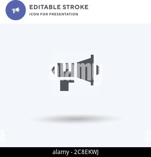 Vettore icona annuncio, segno piatto riempito, pittogramma solido isolato su bianco, illustrazione del logo. Icona di annuncio per la presentazione. Illustrazione Vettoriale