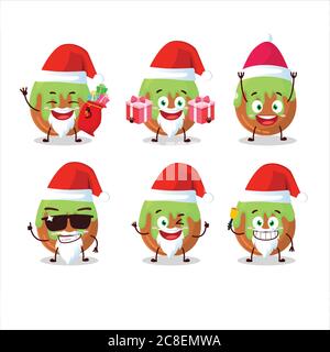 Emoticon Babbo Natale con personaggio caramella verde cioccolato Illustrazione Vettoriale