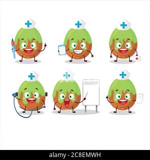 Medico professione emoticon con il carattere di caramella verde cioccolato cartoon Illustrazione Vettoriale