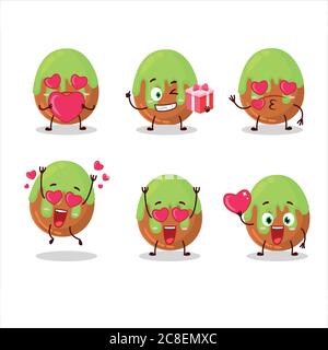 Choco verde caramella personaggio cartoon con amore simpatico emoticon Illustrazione Vettoriale
