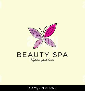 Butterfly Beauty spa logo modello, meglio per la bellezza donna e relax trattamenti vettoriali logo concetti Illustrazione Vettoriale