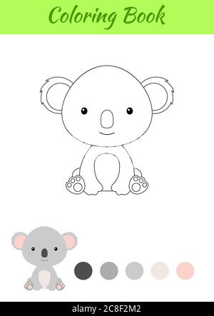 Colorazione pagina poco seduta bambino koala. Libro da colorare per bambini.  Attività educativa per bambini e bambini con animali carini Immagine e  Vettoriale - Alamy