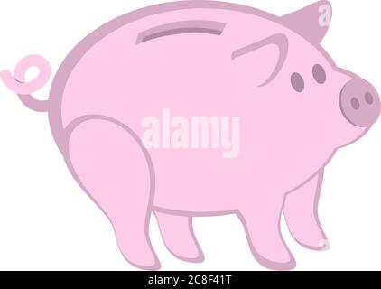 Banco piggy rosa isolato su bianco. Semplice illustrazione vettoriale. Facile da cambiare colore. Illustrazione Vettoriale