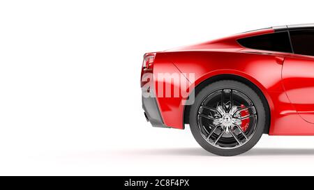 Vista posteriore di un'auto SUV sportiva rossa isolata su sfondo bianco. Foto Stock