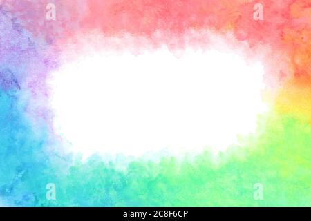 colorato rainbow frame astratto su naturale estate acquerello mano vernice texture sfondo Foto Stock