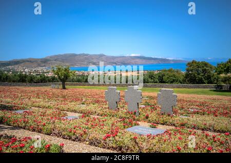 Cimitero tedesco della seconda guerra mondiale a Maleme. Foto Stock