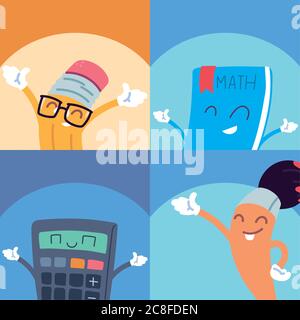 set di banner di nuovo al disegno di illustrazione vettoriale scuola Illustrazione Vettoriale