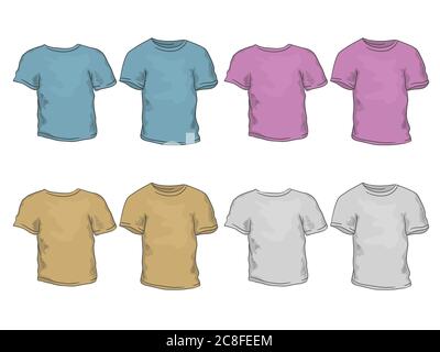 T-shirt grafica colore isolato disegno insieme vettore illustrazione Illustrazione Vettoriale