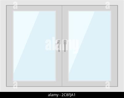 Cornice finestra bianca isolata su sfondo bianco Illustrazione Vettoriale