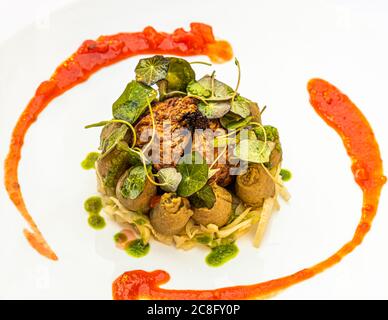 Piatto gourmet by Hotel Krone Chef de Cuisine Peter Prüfer a Weil am Rhein, Germania Foto Stock