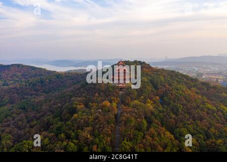 Fotografia aerea scenario di Wuhan Lago Est della provincia di Hubei, Cina.Est Area panoramica del lago di Wuhan Foto Stock