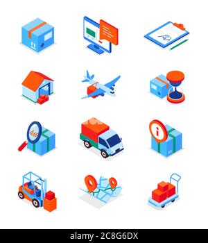 Trasporti e logistica - Set di icone isometriche moderne Illustrazione Vettoriale
