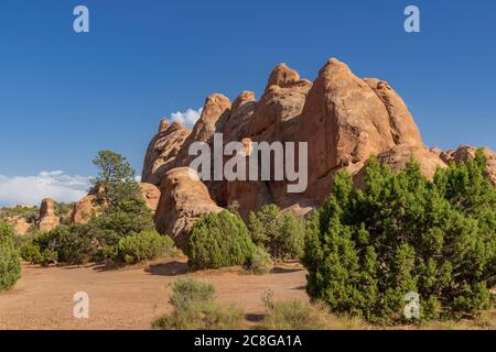 Formazione rocciosa nel Parco Nazionale degli Arches, Stati Uniti Foto Stock