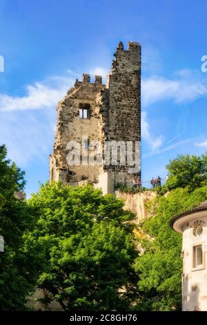 Burgruine Drachenfels è una rovina il castello di collina in Konigswinter sul fiume Reno vicino a Bonn in Germania Foto Stock