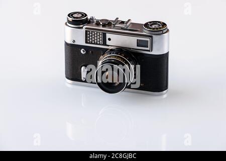 Fotocamera retrò, vecchia fotocamera vintage Foto Stock