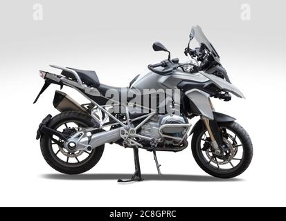 Vista laterale della motocicletta tedesca isolata su bianco Foto Stock