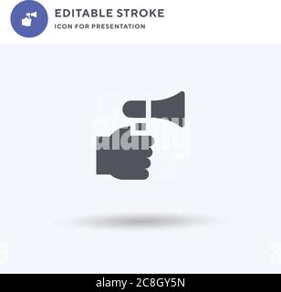 Vettore icona annuncio, segno piatto riempito, pittogramma solido isolato su bianco, illustrazione del logo. Icona di annuncio per la presentazione. Illustrazione Vettoriale