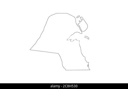Illustrazione vettoriale del contorno della mappa Kuwait Illustrazione Vettoriale